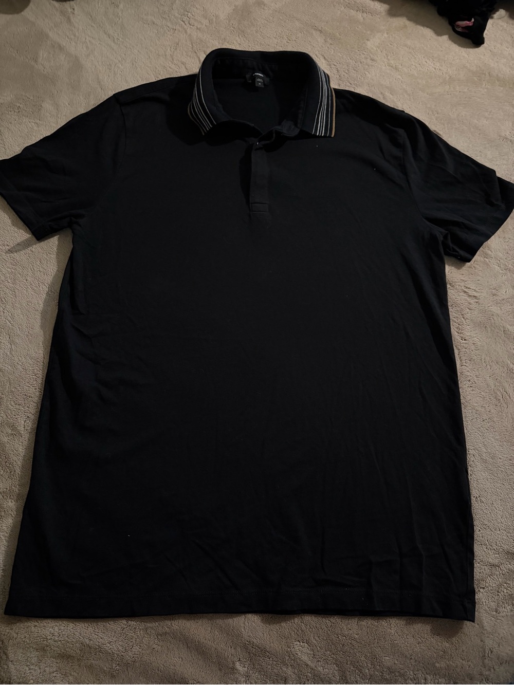 Express Men's Black Polo with Striped Collar